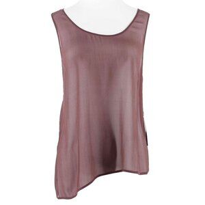 MAG Sz 14 Raisin Soft Burgundy Asymmetrical Sheer 100% Silk Top
